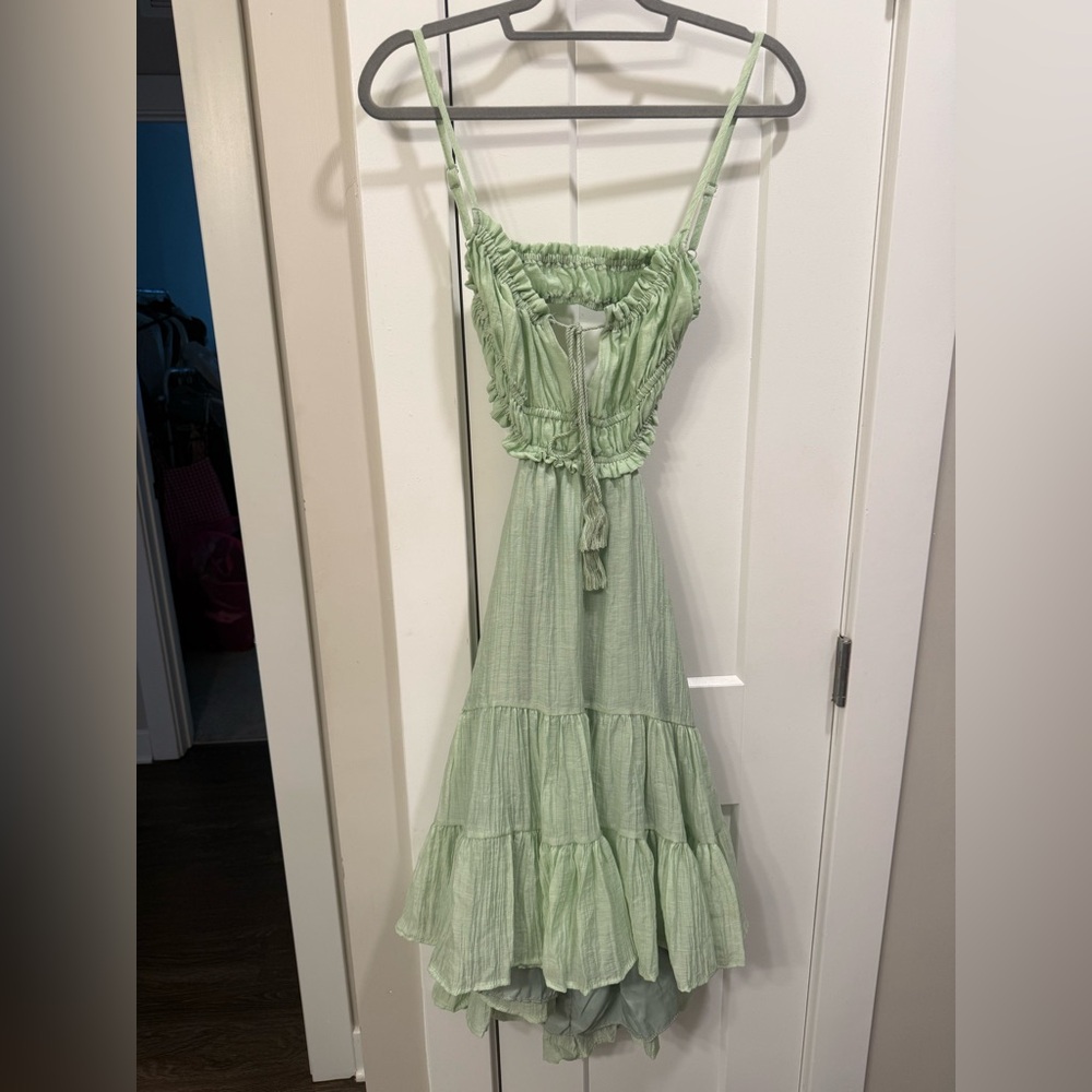 Light Green Tiered Ruffle Mini Dress - Women